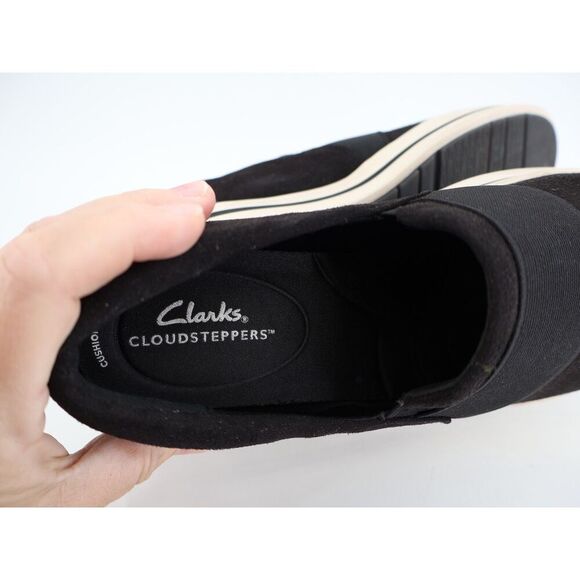 Clarks Women's Audreigh Eve Loafers Platform Suede Leather Black White 9.5 Wide - Picture 10 of 12